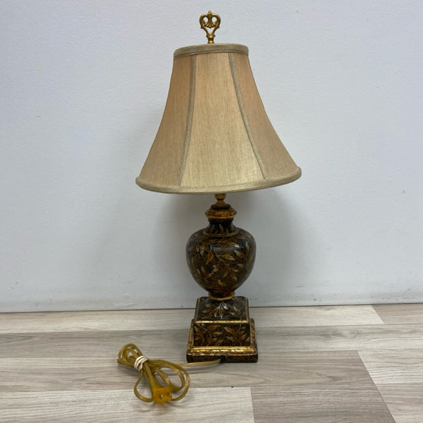 Bradburn Gallery Brown-Multi Resin Table Top Lamp w Beige Lampshade