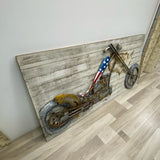 Gray-Multi  Motorcycle. 3D scrap metal chopper Wall Decor