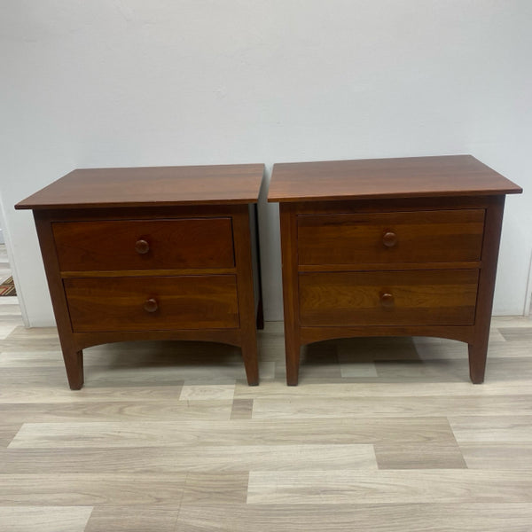 Ethan Allen Solid Brown Wood 2 Drawer Nightstand