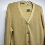 St. John Size M Women's Gold Solid Button Up Sweater
