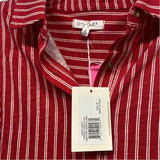 Grey State Size M Women's Red-White Stripe Button Up Shirt