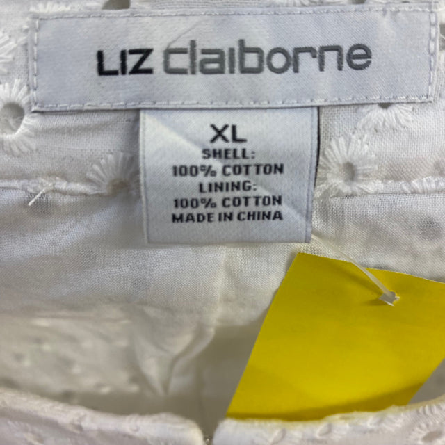 Liz Claiborne Women's Size Xl White Eyelet Snaps Jacket