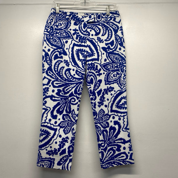 Chico's Size 00-4 Women's Blue-White Pattern Chino Capri