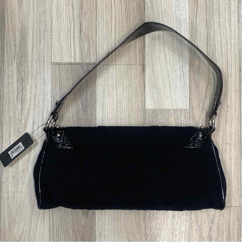 Guess Black Canvas Signature Shoulder Handbag