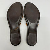 Italian Shoe Makers Size 9 Women's Brown-Green Braided Flats Camel Toe Sandals