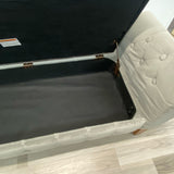 Storage Light Gray Velvet Bench