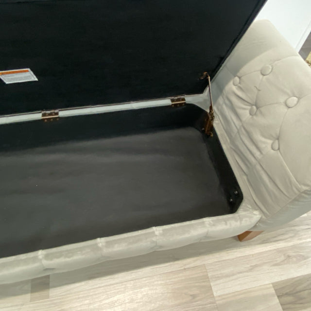 Storage Light Gray Velvet Bench