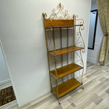 Folding Beige Metal-Wood Baker's Rack