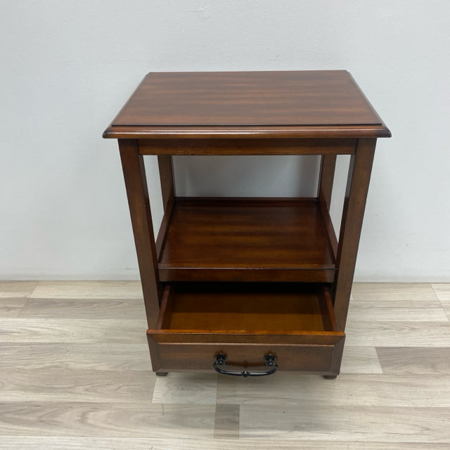 Pier 1 One Drawer Brown Wood Side Table