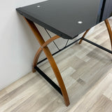 Black- Brown Wood-Glass Desk