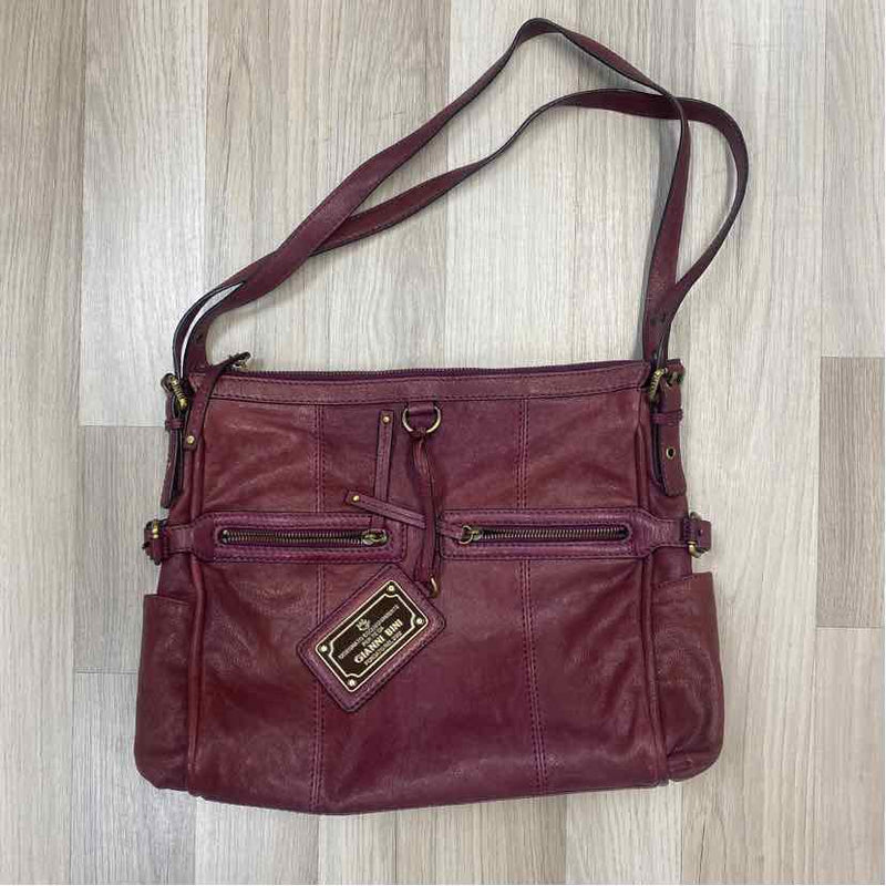Gianni Bini Purple Distressed Leather Shoulder Handbag