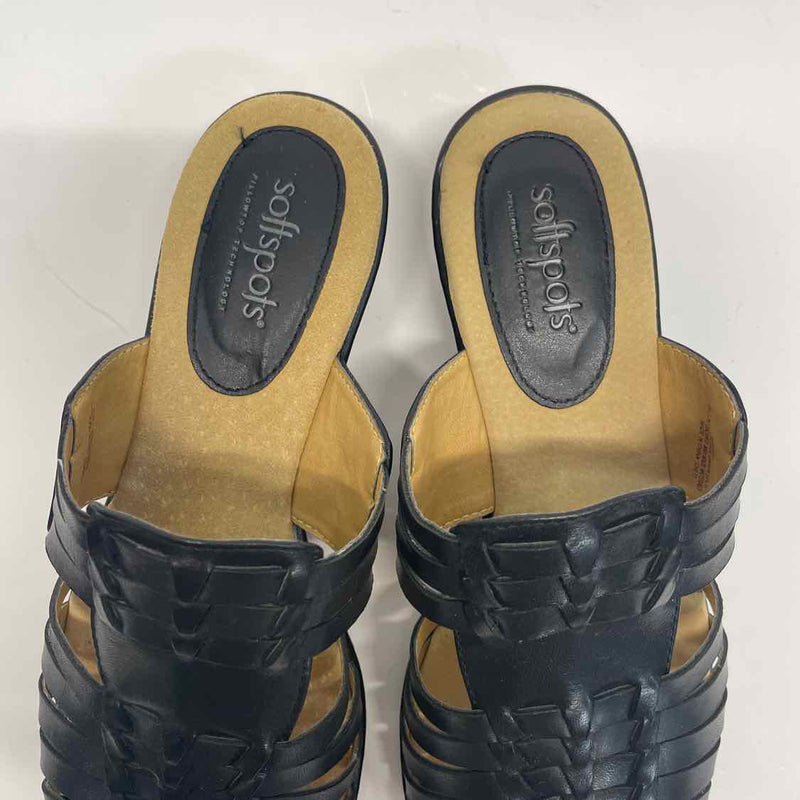 Softspots Size 8.5 Women's Black Solid Slip On Sandals