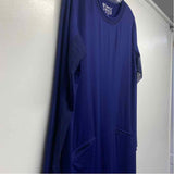 IBKUL Size L Women's Blue Solid Long Sleeve Dress
