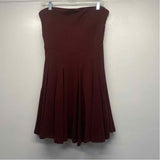 OGL Size Xl Women's Solid Burgundy Strapless Fit And Flare Pleatetd Dress