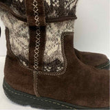 Clarks Size 6.5 Women's Brown-Tan Patchwork Shearling Boots