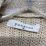 Paneros Size M Women's Tan Solid Button Up Sweater