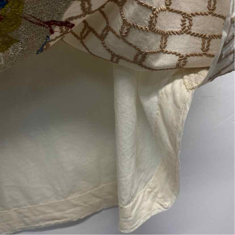 Khaadi Pret Size S Women's Beige-Multi Embroidered Kurta Blouse