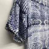 Tart Size M Women's Blue-White Pattern Shift Short Sleeve Dress