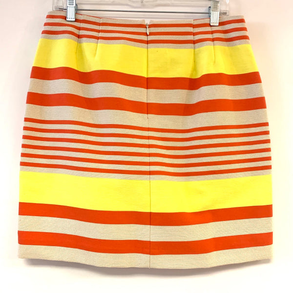Ann Taylor Women's Size 6 Coral-Multi Striped Pencil-Knee Skirt
