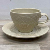 Longaberger Collectors Club Ivory Ceramic Teacup and Saucer - Set of 2