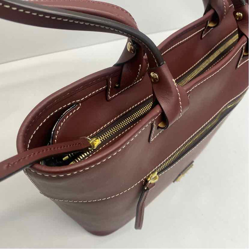 Dooney & Bourke Burgundy Leather Solid Satchel Handbag