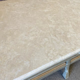 Beige Stone-Wrought Iron Coffee Table