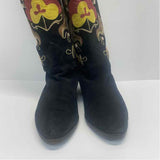 Joan & Davis Couture Size 6.5 Women's Black-Multi Embroidered Riding Boots