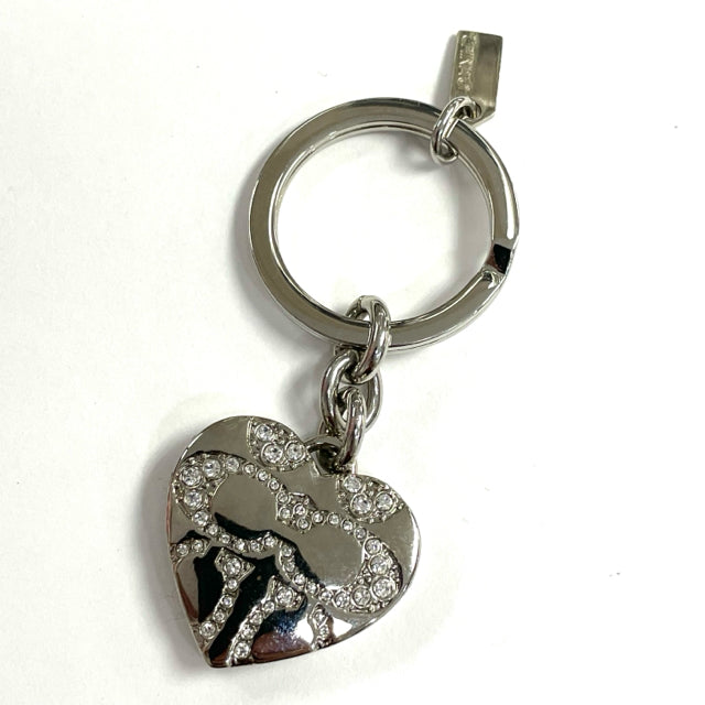 Coach Silver Shimmer Metal Heart Shape Locket Keychain