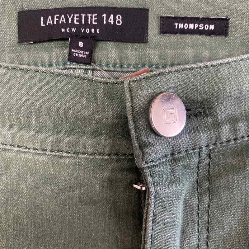 Lafayette 148 Thompson Size 8 Women's Green Solid Straight Leg Jeans