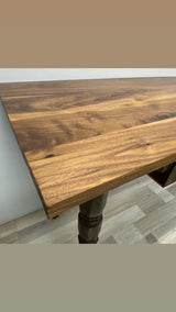 Brown Wood Table with front sliding drawer