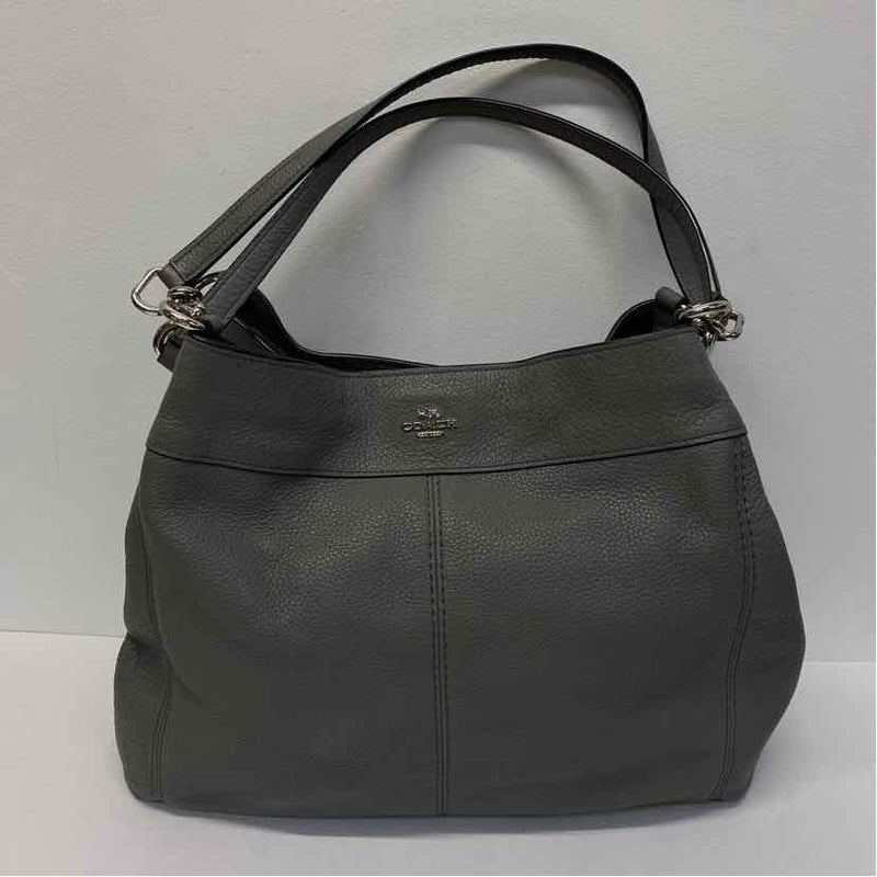 Coach Gray Leather Pebbled Satchel Handbag