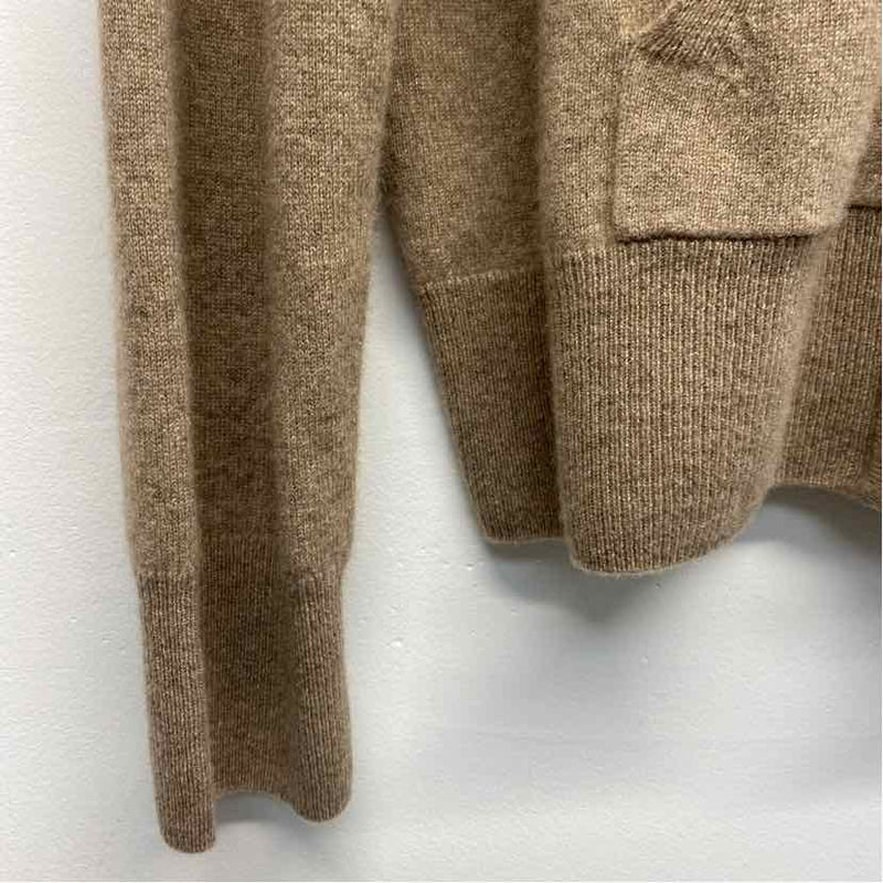 Pura Cashmere Size Xl Women's Brown Solid Hoodie Sweater