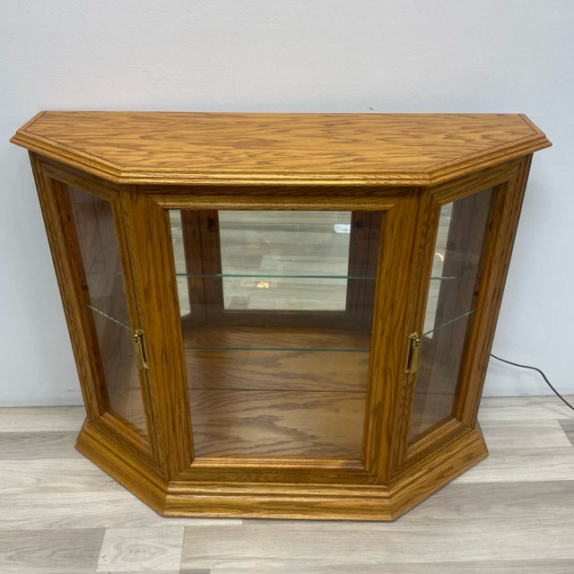 Natural Wood-Glass Curio Cabinet