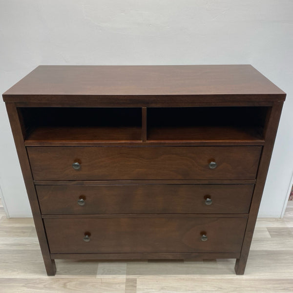 Brown Wood Solid 3 Drawers 2 Open Shelves Dressers/Chest