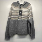 Frye Size Xl Women's Gray-Multi Print Hoodie Sweater