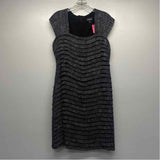 Adrianna Papell Size 12-L Women's Black-White Pattern Sheath Dress