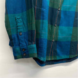 Toad&Co Size L Women's Green-Blue Plaid Button Up Shirt