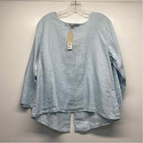 Cut Loose Size L Women's Light Blue Solid Pullover Long Sleeve Top