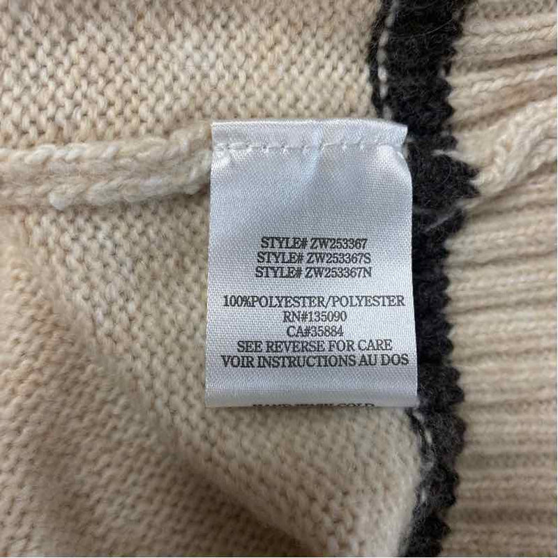 Z Supply Size M Women's Beige Stripe Zip Mock Neck Sweater