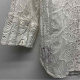 Cino Size M Women's White Eyelet Button Up Shirt