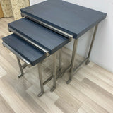 Hekman Chrome-Blue Wood Nesting Side Tables