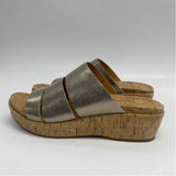 Kork-Ease Size 7 Women's Silver Shimmer Wedge Sandals