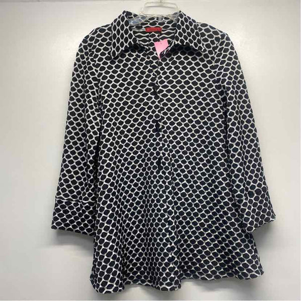 Saint Gil Paris Women's Size L Black-White Textured Button Up Swing Jacket