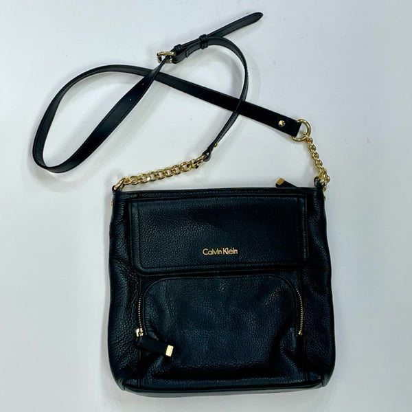 Calvin Klein Black Leather Pebbled Crossbody Handbag Treasures Upscale Consignment