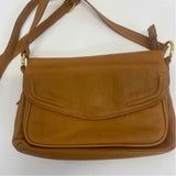 Coldwater Creek Caramel Solid Leather Crossbody Handbag
