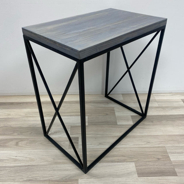 Gray-Black Metal-Wood Table