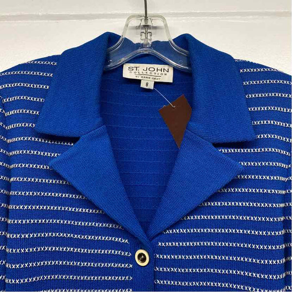 St. John Collection By Marie Gray Women's Size 8-M Blue-White Stripe Jacket