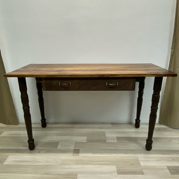 Brown Wood Table with front sliding drawer