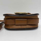 Polo by Ralph Lauren Brown Leather Pebbled Crossbody Saddle Handbag