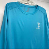 Line in the Sand Size Xl Women's Aqua Solid Long Sleeve Activewear Top